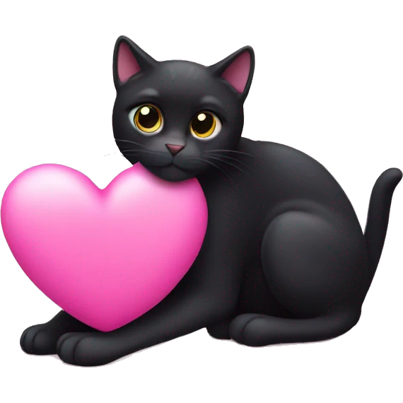 black cat with pink heart emoji