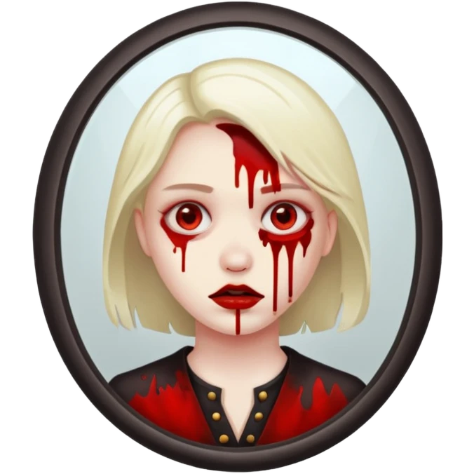 Checked mirror with blood  emoji