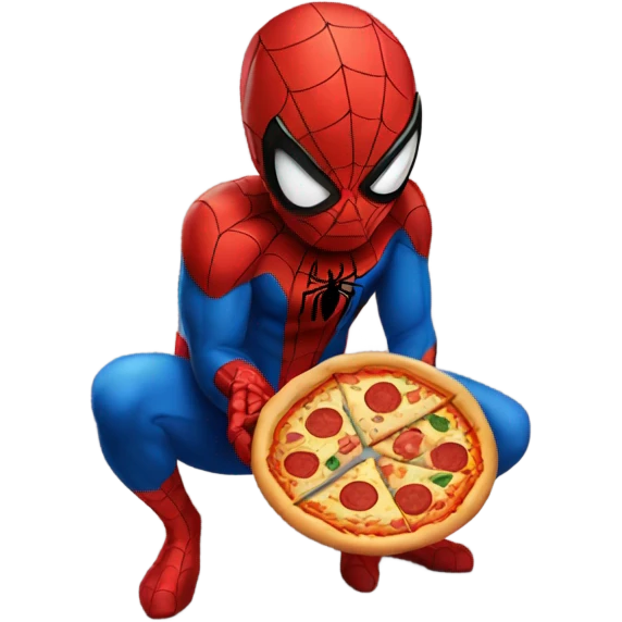 spiderman with a pizza emoji