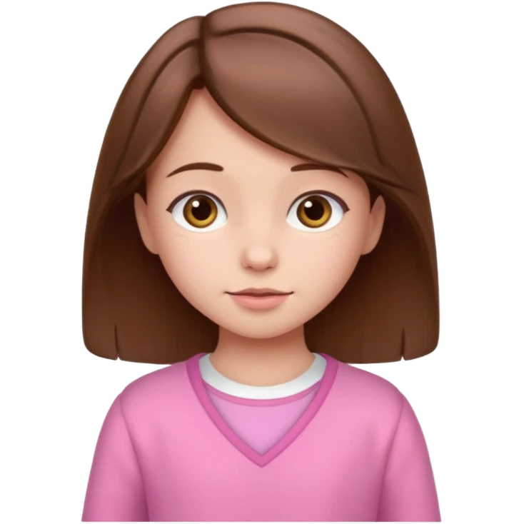 cute small girl, brown hair, pink clothes emoji