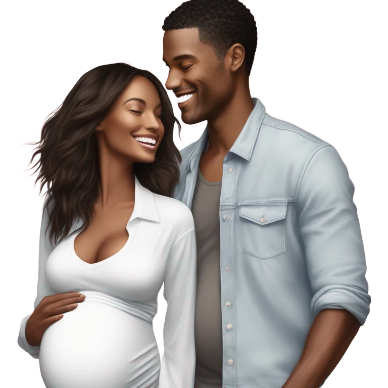 Realistic Photo of a Victoria secret model pregnant posing with a male model at her baby shower  emoji