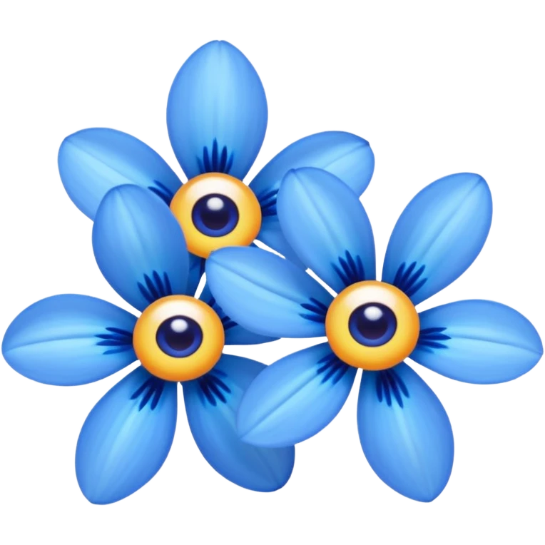blue flowers with two eyes emoji