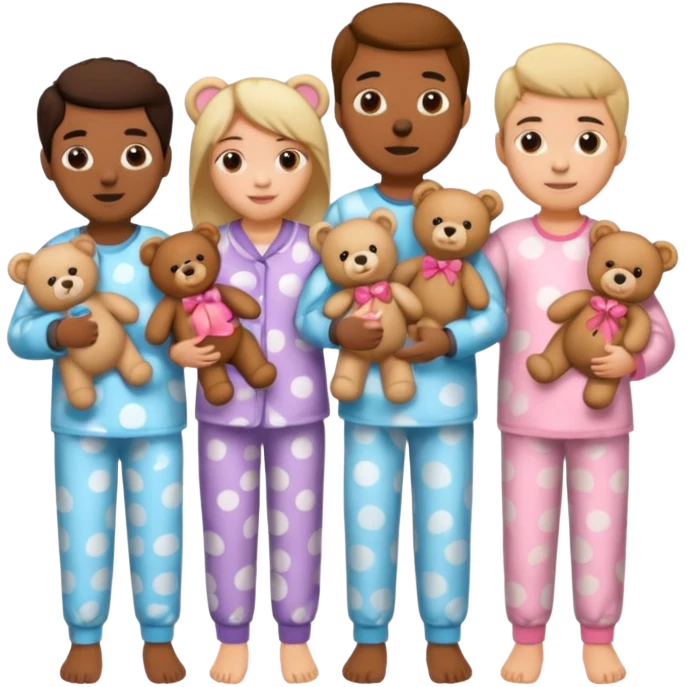 people wearing pajamas and holding a teddy bear emoji