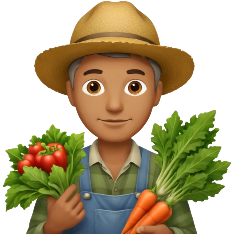 farmer man holding vegetables emoji