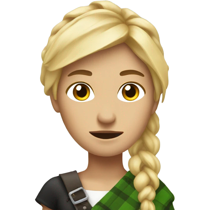 A blonde woman in a kilt with holes because she is poor emoji