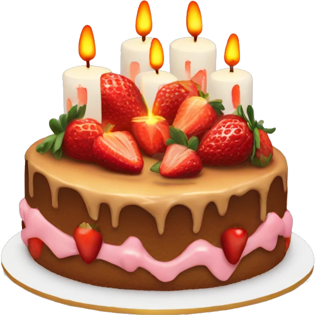 cake with strawberries and candles emoji
