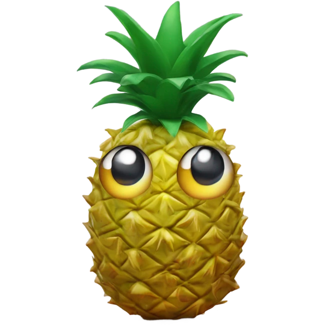 3D pineapple  👱‍♀️🍍 with big shiny eyes 👀 The pineapple cute embarrassed ☺️ emoji