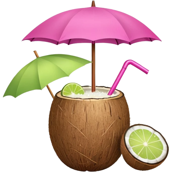 coconut drink with pink umbrella emoji