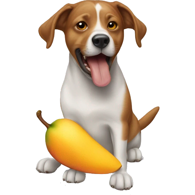 Dog sucking mango emoji