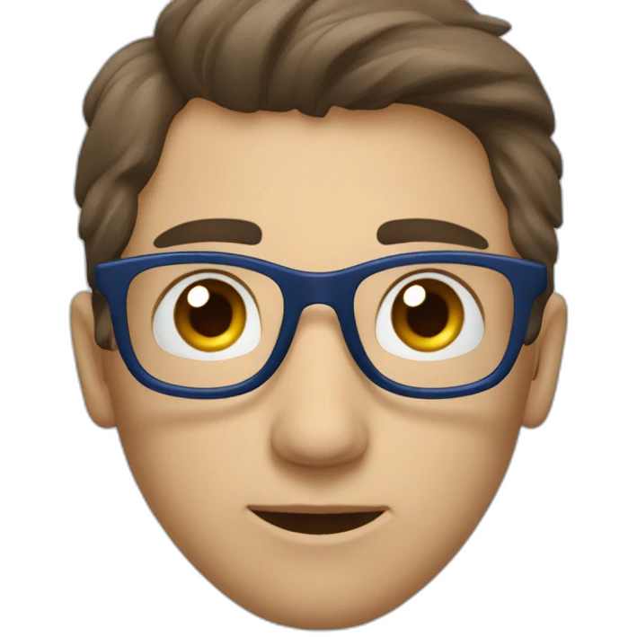 Homme brun lunette et yeux bleu emoji