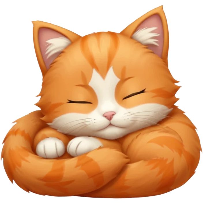 cute orange kitten sleeping with zzz letters above head emoji