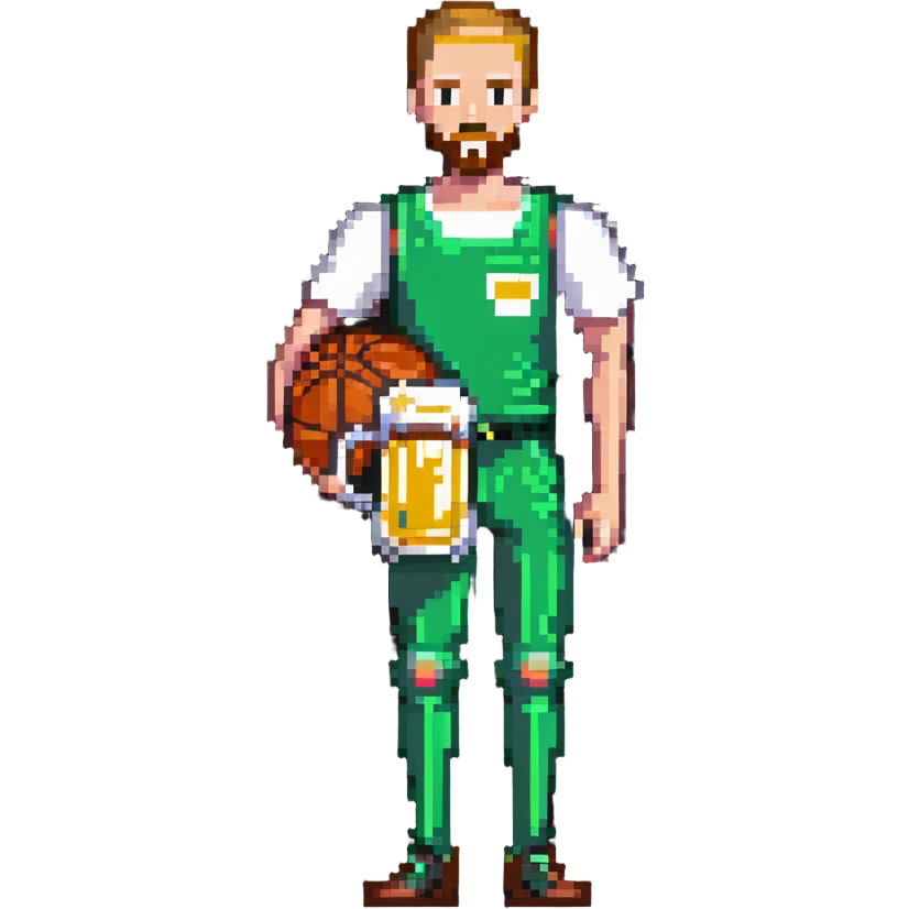 Thin man with basketball and beer emoji