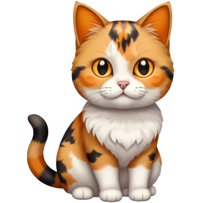 full body calico tabby  cat with small head and short but chubby body emoji