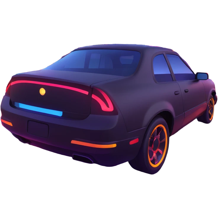 sleek car driving through neon city at night emoji