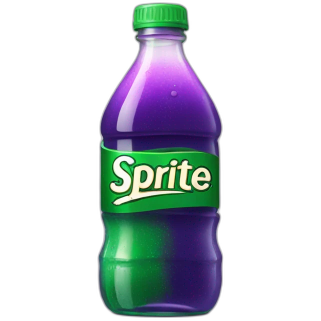 Bottle of sprite with purple liquid and glass inside emoji