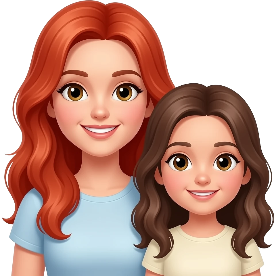 smiling lady with long red hair and a brunette daughter emoji
