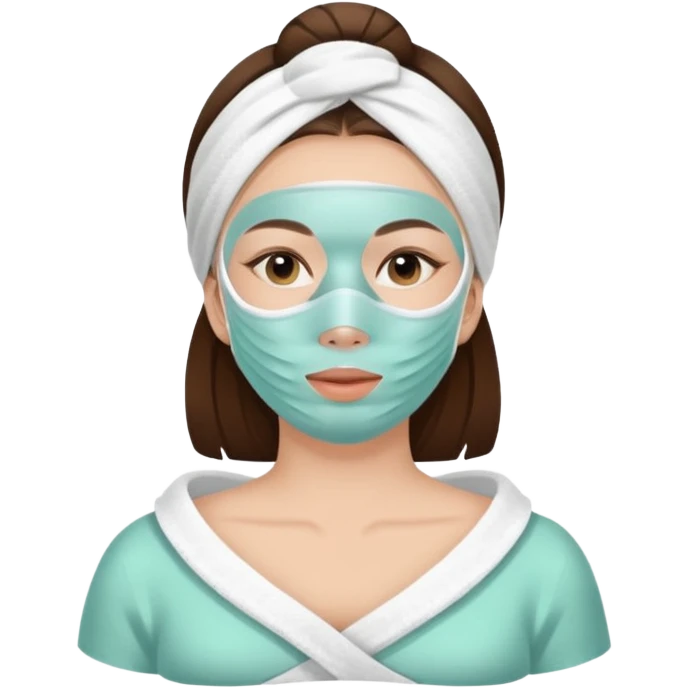 Lady with face mask spa beauty full face relaxing emoji