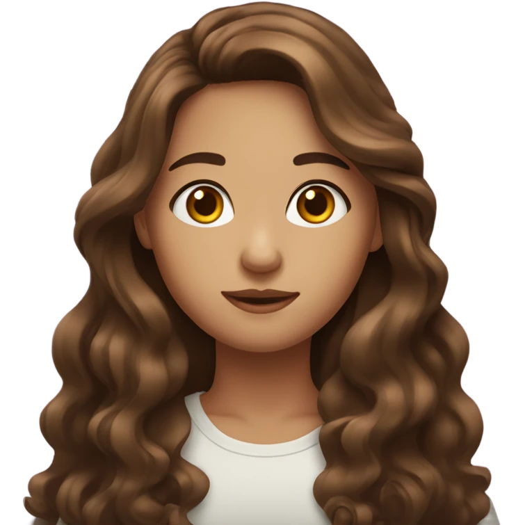 girl with long brown wavy hair and brown eyes emoji
