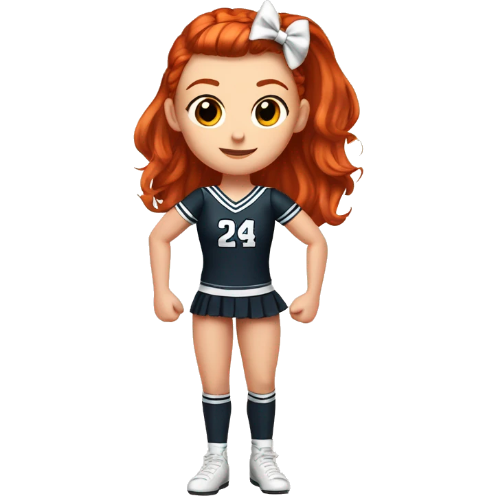Redhead girl all star cheer full uniform high ponytail with a bow  emoji