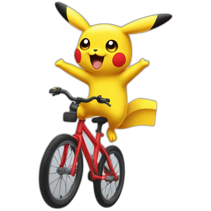 pickachu sur un velo qui fait un dab emoji
