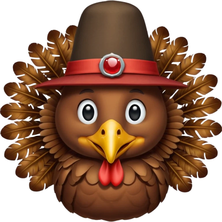 happy-looking turkey wearing a pilgrim hat. emoji