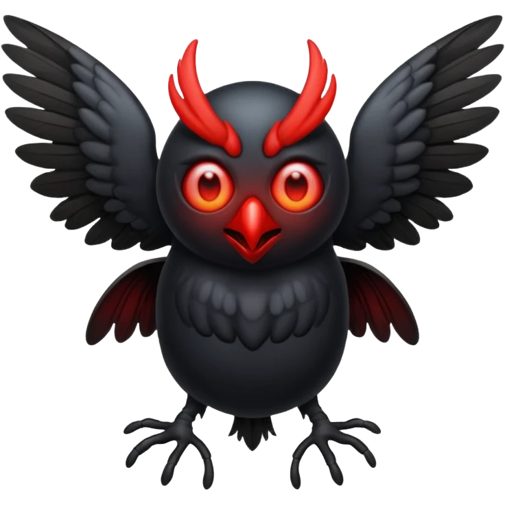 Create a scary emoji of the mothman with bright red eyes emoji