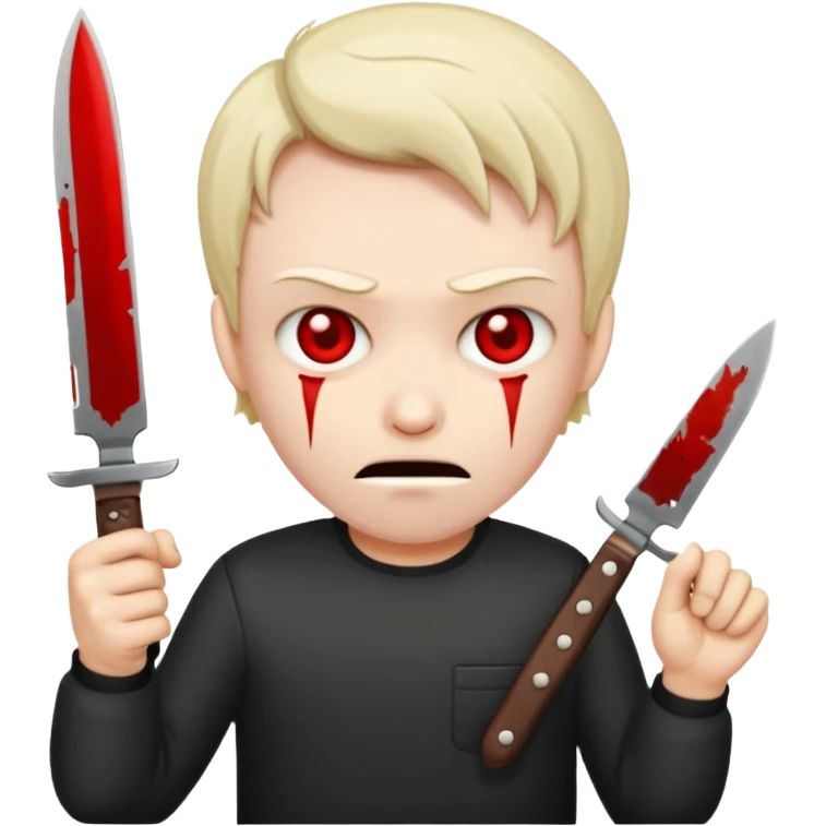 a evil face with a knife in their hand and te emoji tu be just the head and the hand with the knife emoji