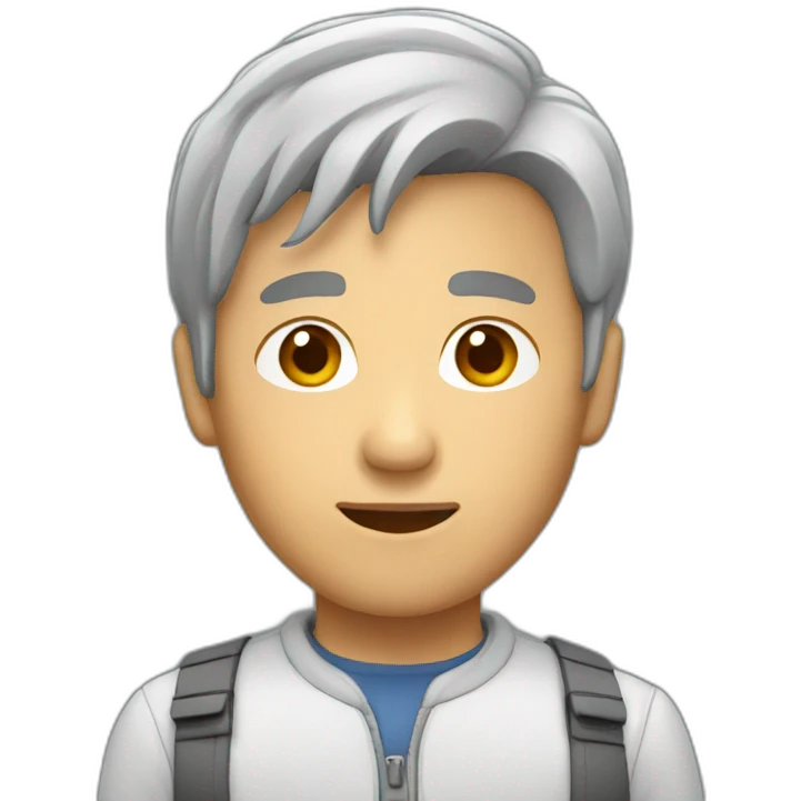 Asian Man gray hair coding emoji