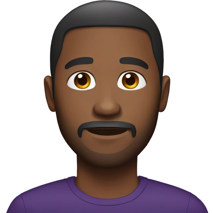 Brown skin African American man with a close haircut and a beard, wearing a dark purple shirt emoji