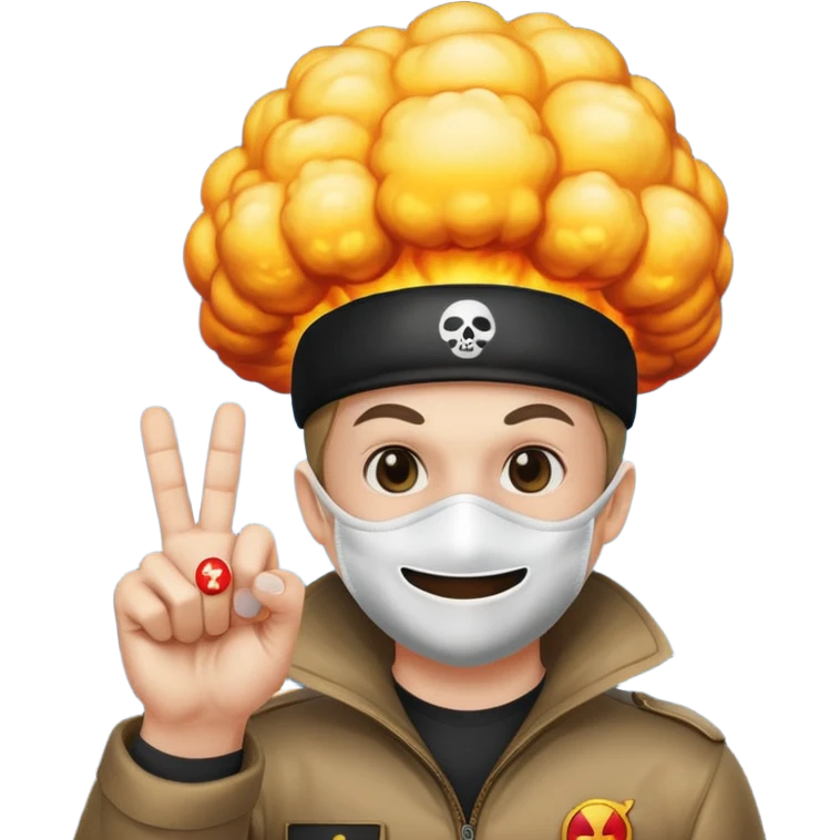 создай эмодзи грабителя, ядерного взрыва планеты и смайлик где обычный человек показывает фак emoji