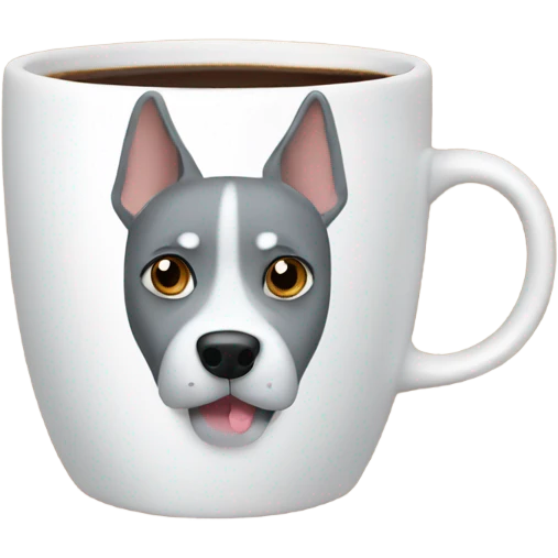 Grey dog inside a coffee cup emoji
