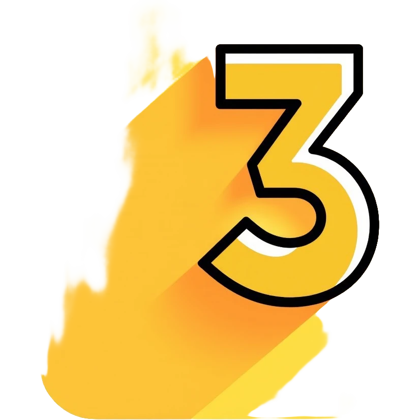 Number 3 on a yellow volumetric background emoji
