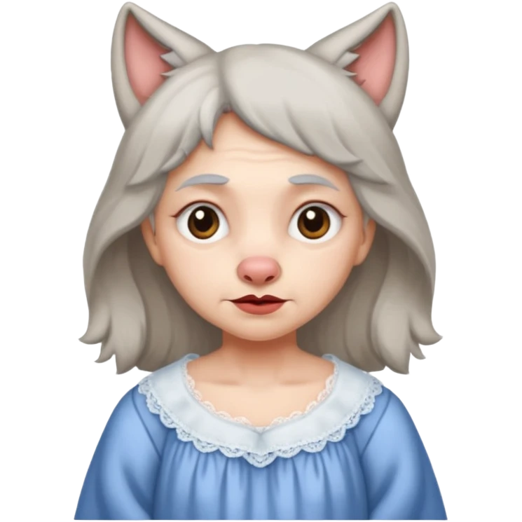 The big bad wolf put on Grandma's clothes and disguised itself as a human. emoji