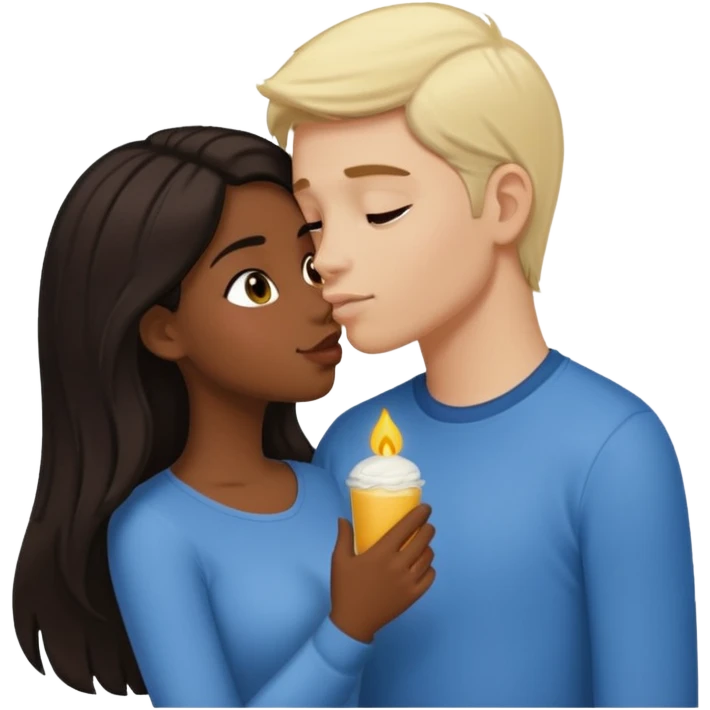 Latina girl kissing white boy they are cartoon characters  emoji