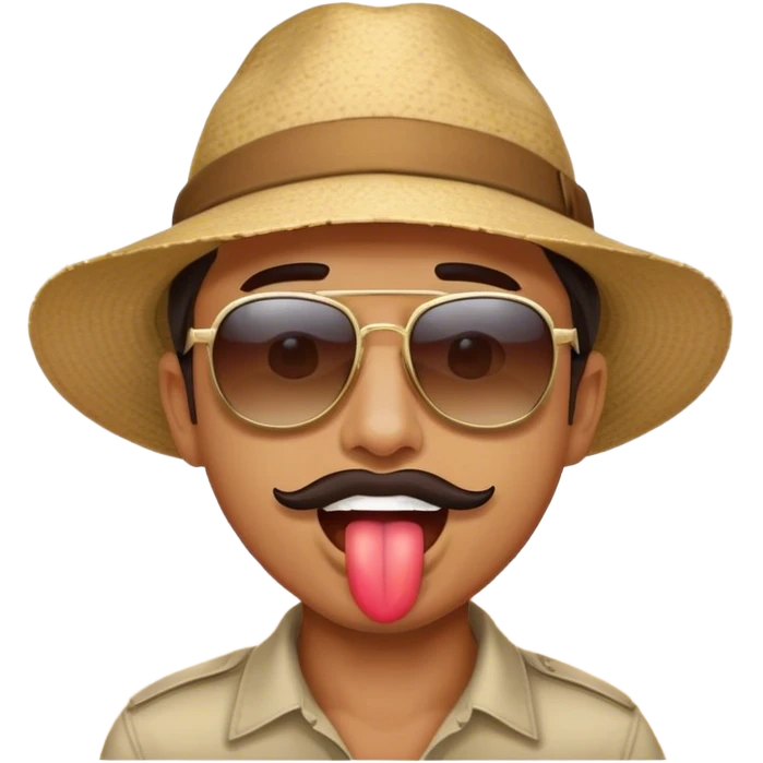 An adult male ostrich standing in the desert, with black feathers. Mouth open. emoji