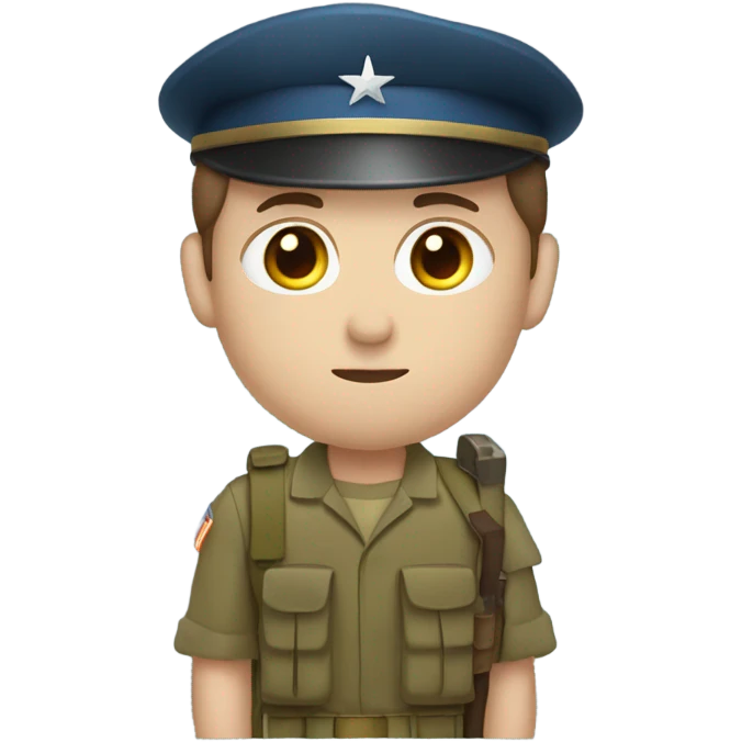 Army soldier holding a bible up. No hat. Brown hair blue eyes emoji