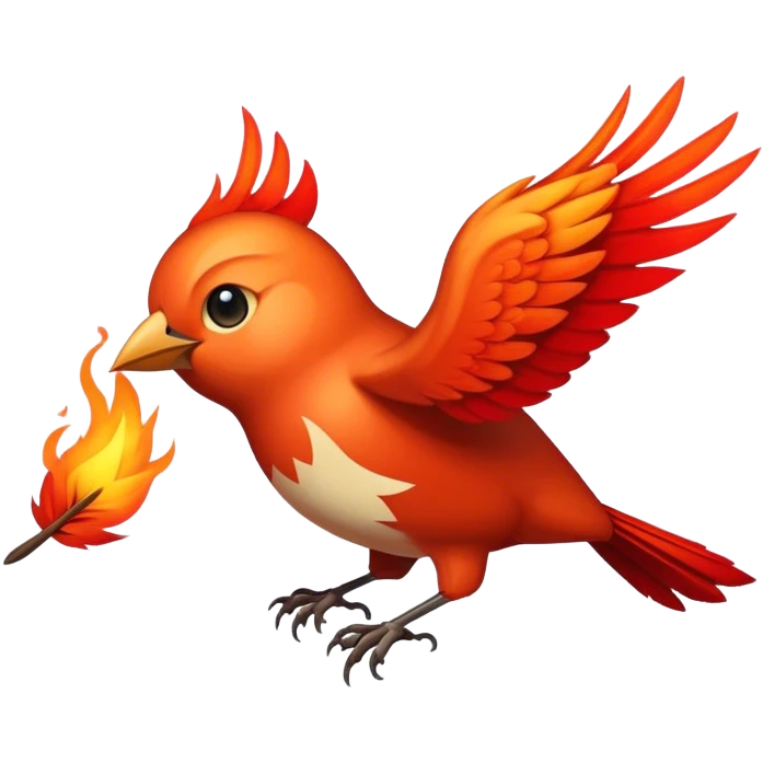 A flying nightingale on fire emoji