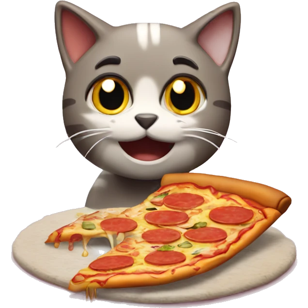 Gato comiendo pizza  emoji