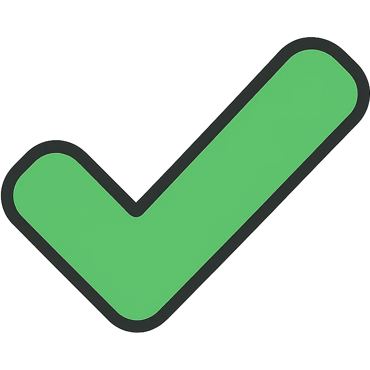 tick icon, rounded, color outlined, green accent, soft corners emoji