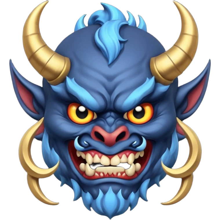 blue oni with black eye ball and gold iris emoji