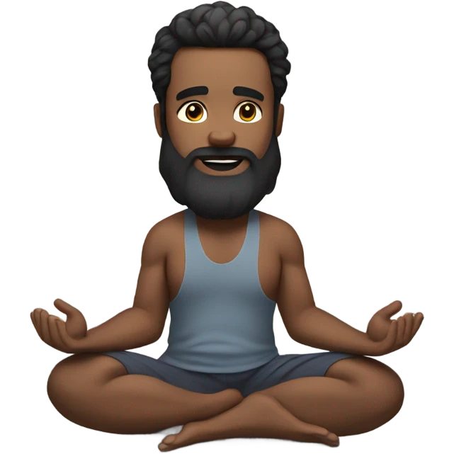 White bearded black haired man doing yoga  emoji