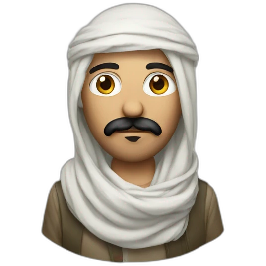 A person wearing only a shemagh and mustache emoji