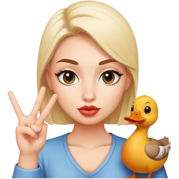 emoji making duck face and showing peace sign emoji