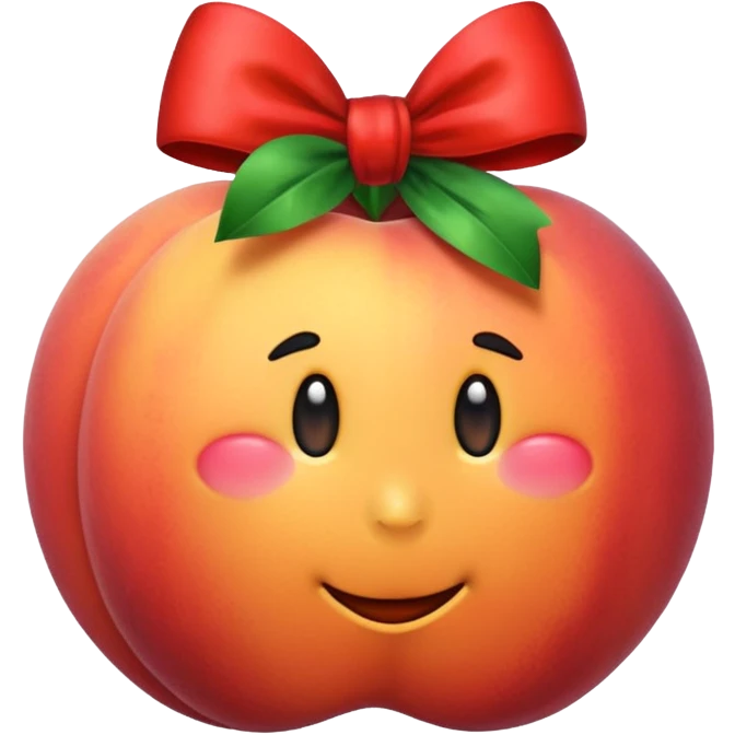 A peach with a red bow around it emoji