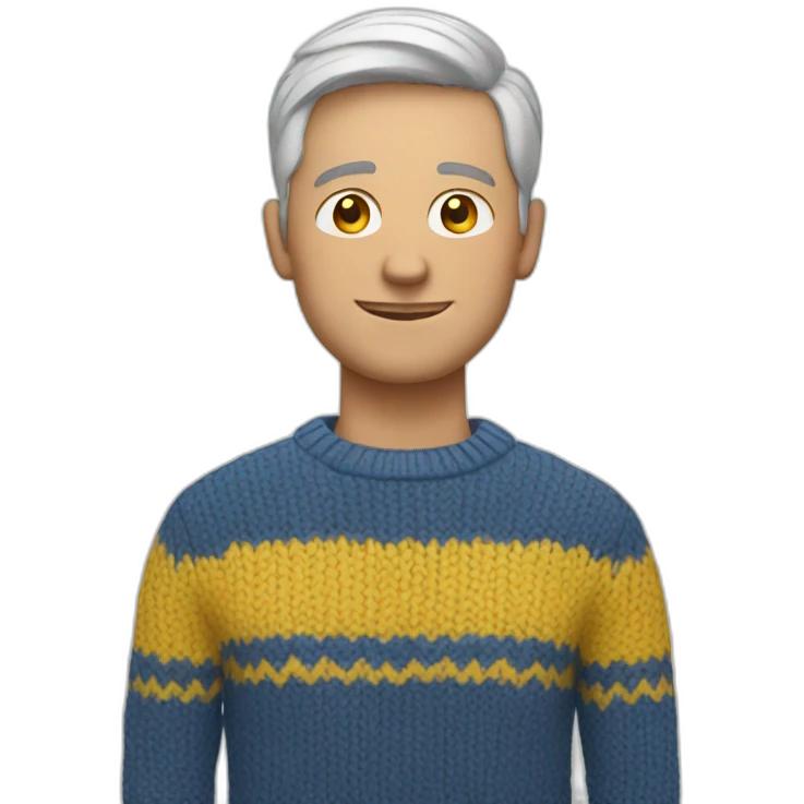 White Man in blue and yellow sweater emoji