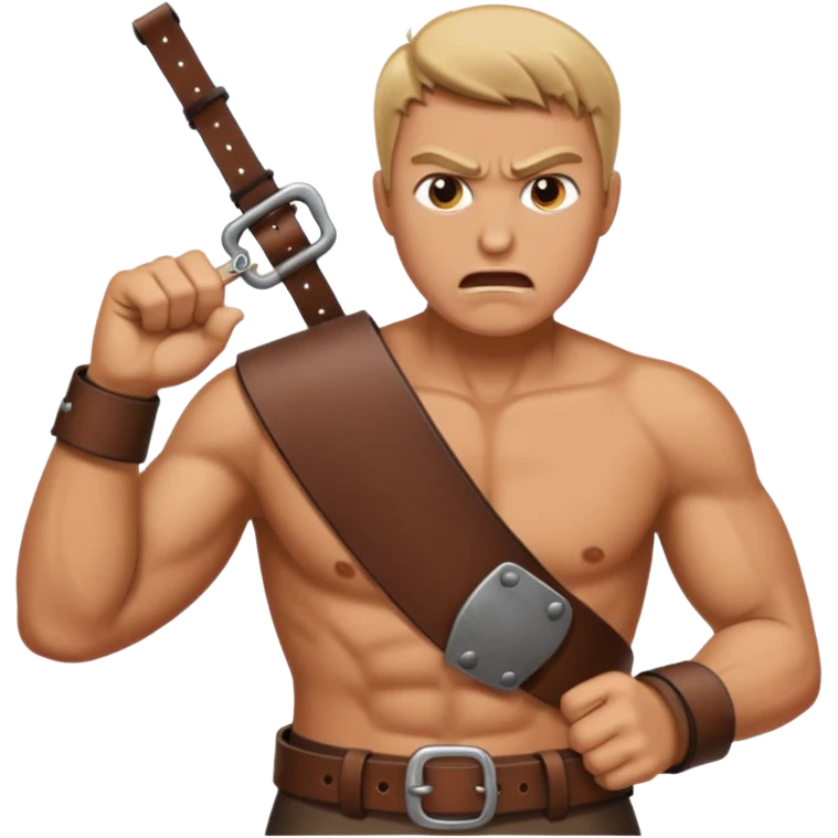 A man angry slanging a belt to someone’s behind emoji