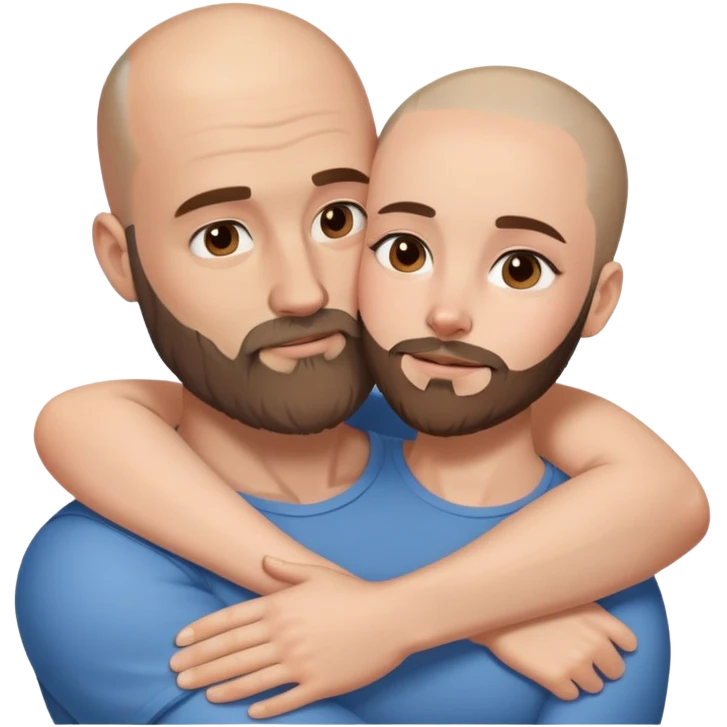 Beautiful light brunette cuddlin her muscular bald beard husband emoji