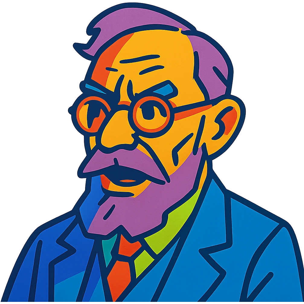 expressive Edmund Husserl in vibrant toon style emoji