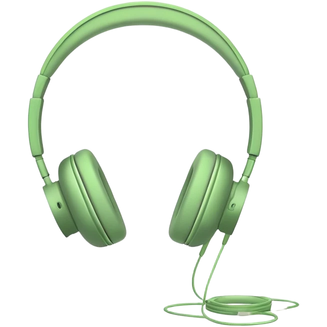 very minimalist green headphones with a single thin cord coming down emoji