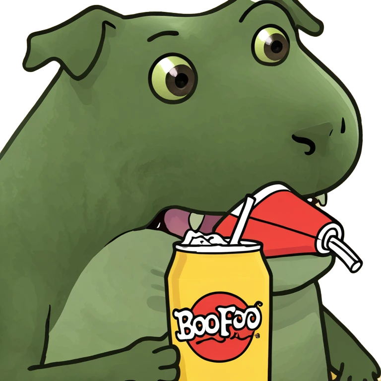 Dog with a monster drink emoji